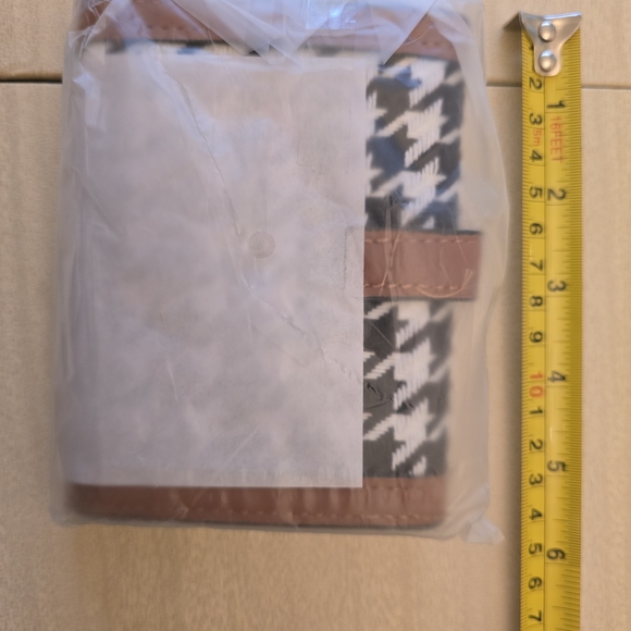 BY:KY Cognac Houndstooth Pattern Faux Leather Wallet, Factory Sealed! NWT! - Picture 7 of 10